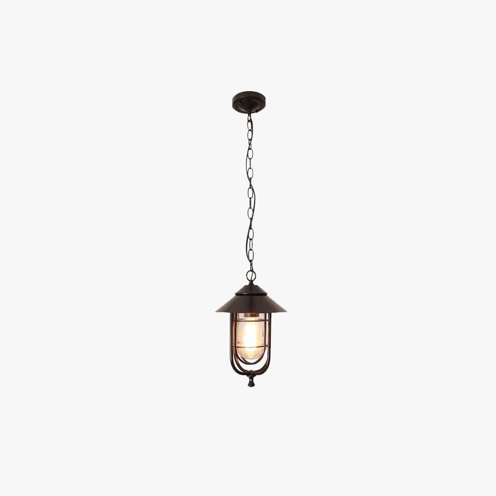 Dipugud Retro Lantern Metal Pendant Light, Black/Bronze