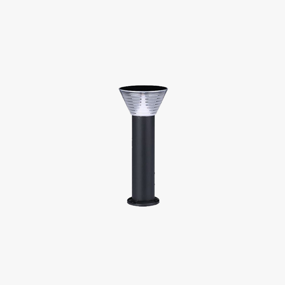 Koboper Modern Conical Solar Outdoor Bollard Light, Black