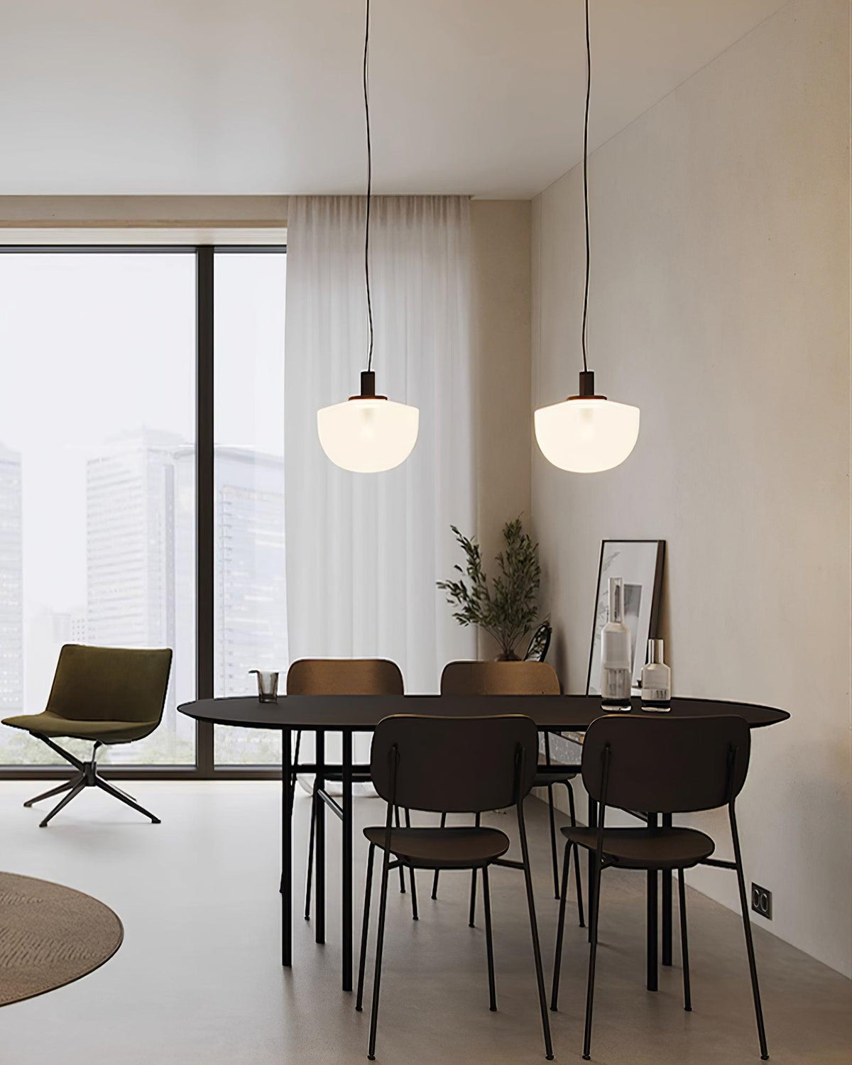 Pendant Lamp Glass Dome Metal Mount Minimalist Relax