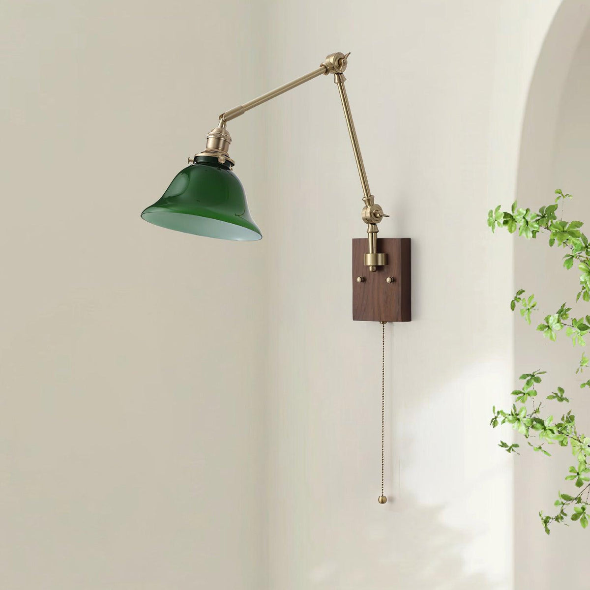 Velra Walnut Adjustable Arm Wall Lamp