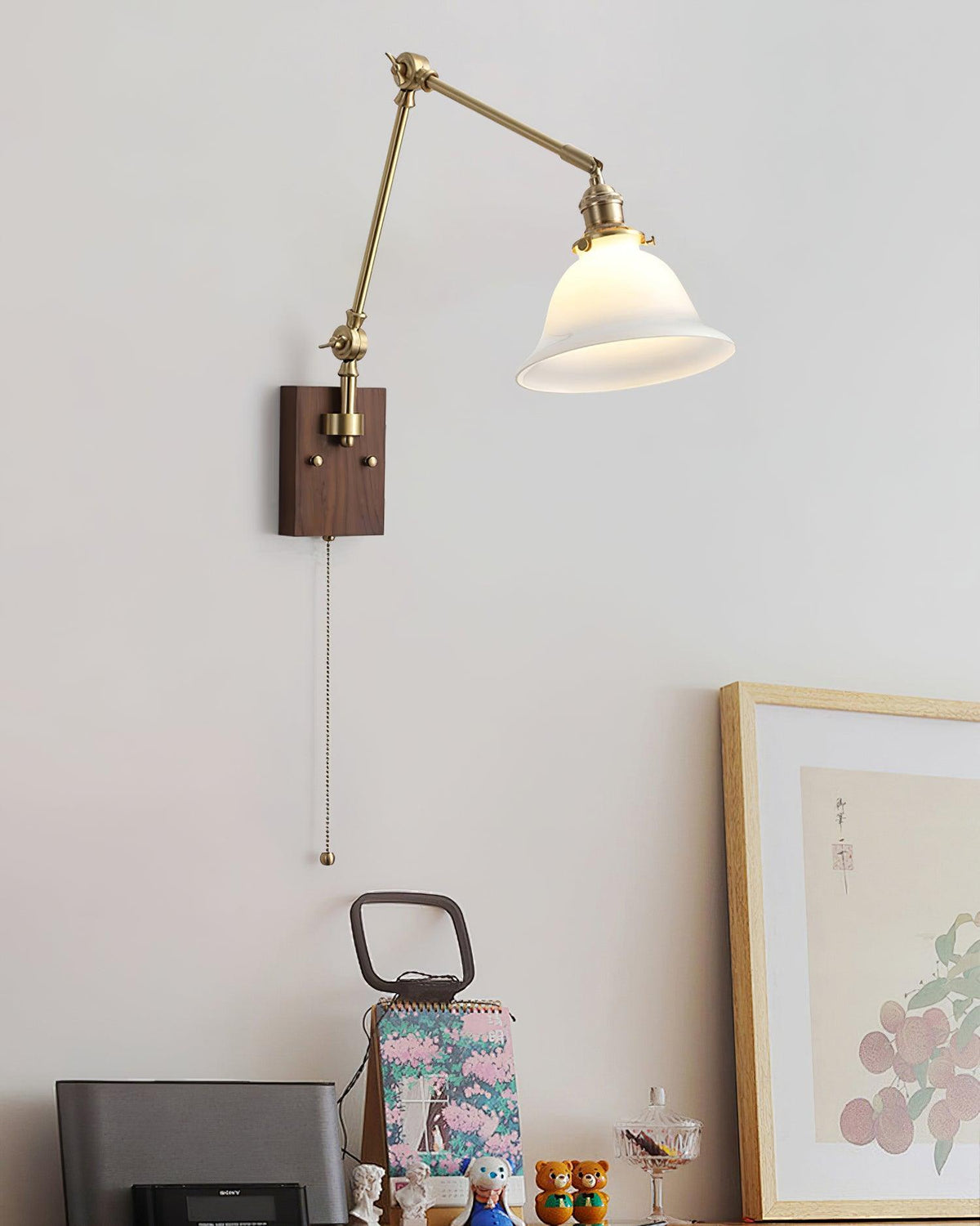 Velra Walnut Adjustable Arm Wall Lamp