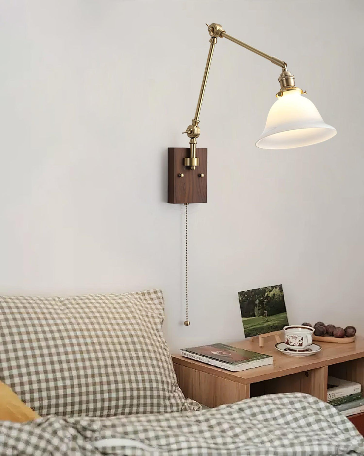 Velra Walnut Adjustable Arm Wall Lamp