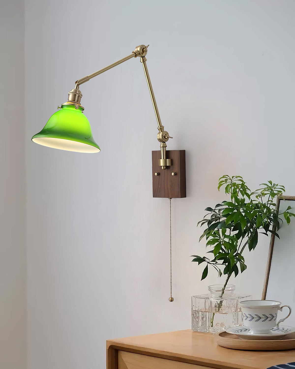 Velra Walnut Adjustable Arm Wall Lamp