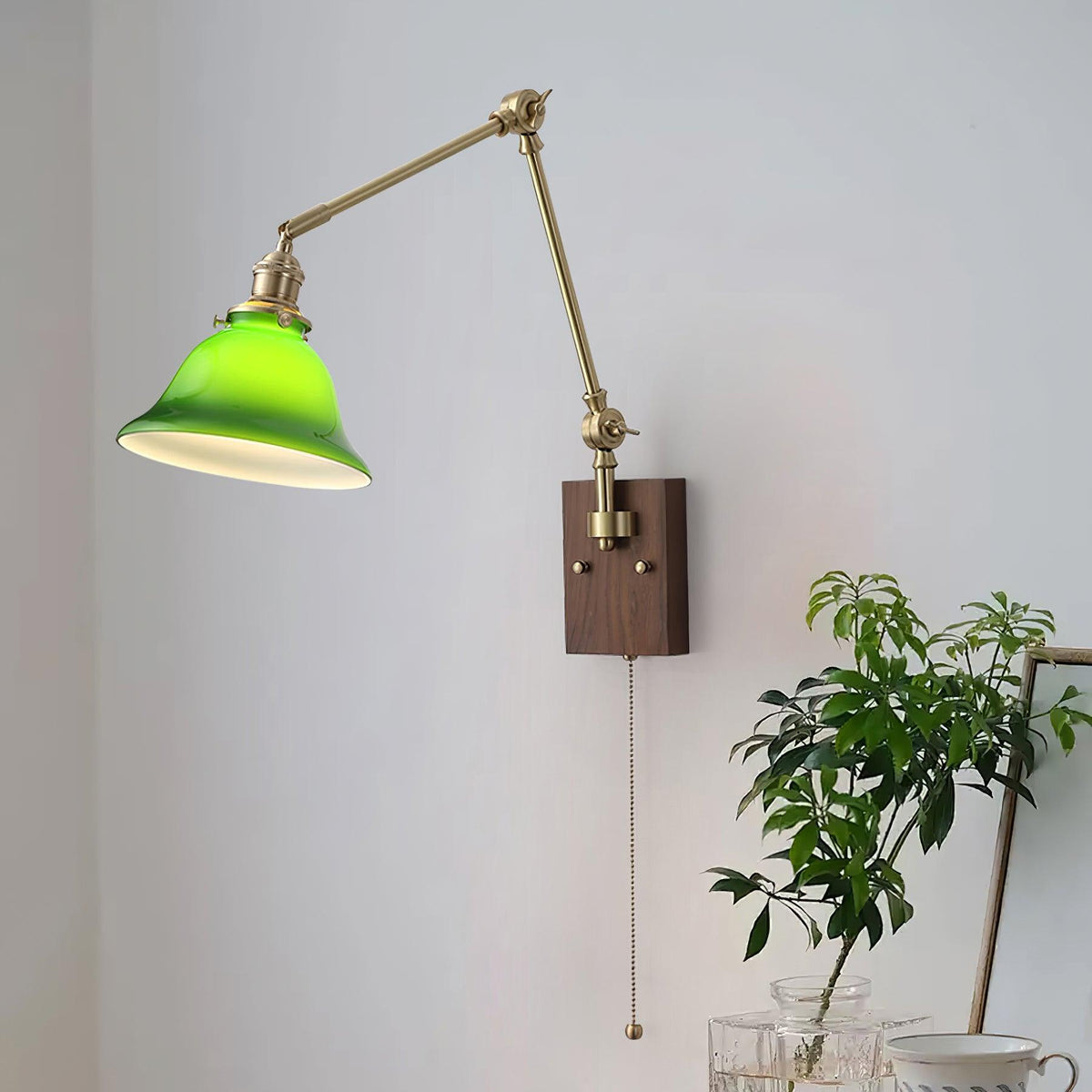 Velra Walnut Adjustable Arm Wall Lamp