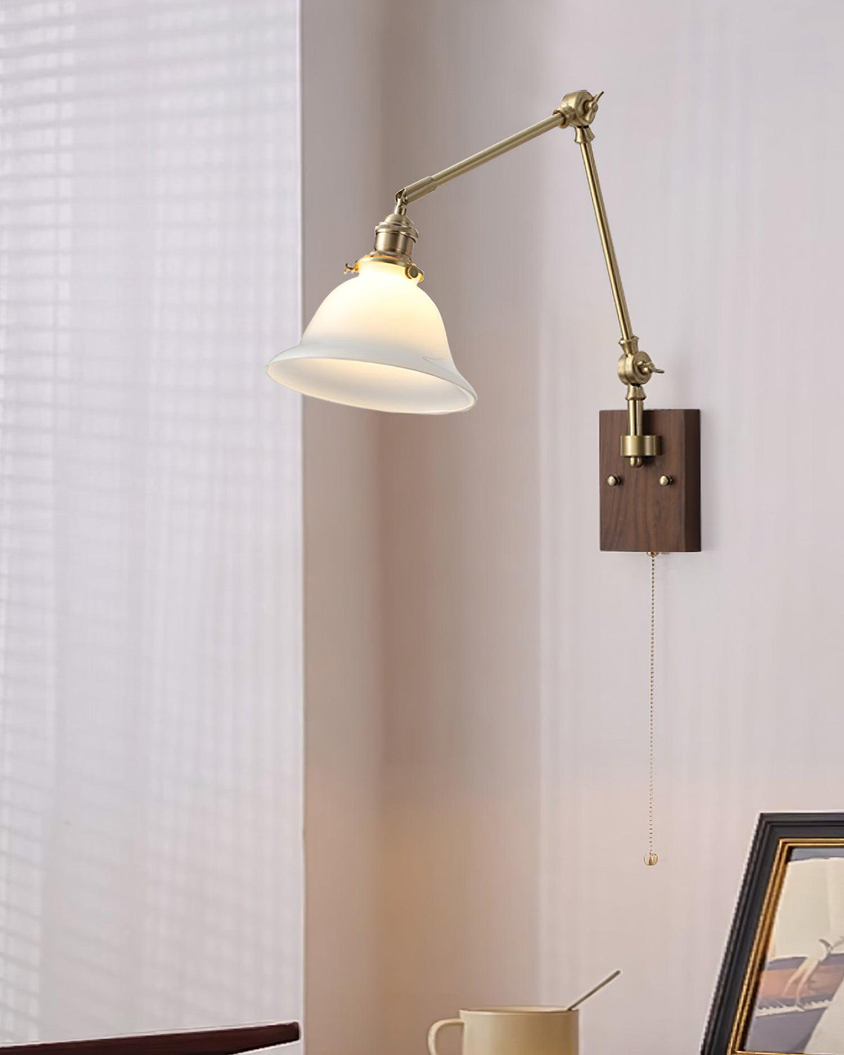 Velra Walnut Adjustable Arm Wall Lamp