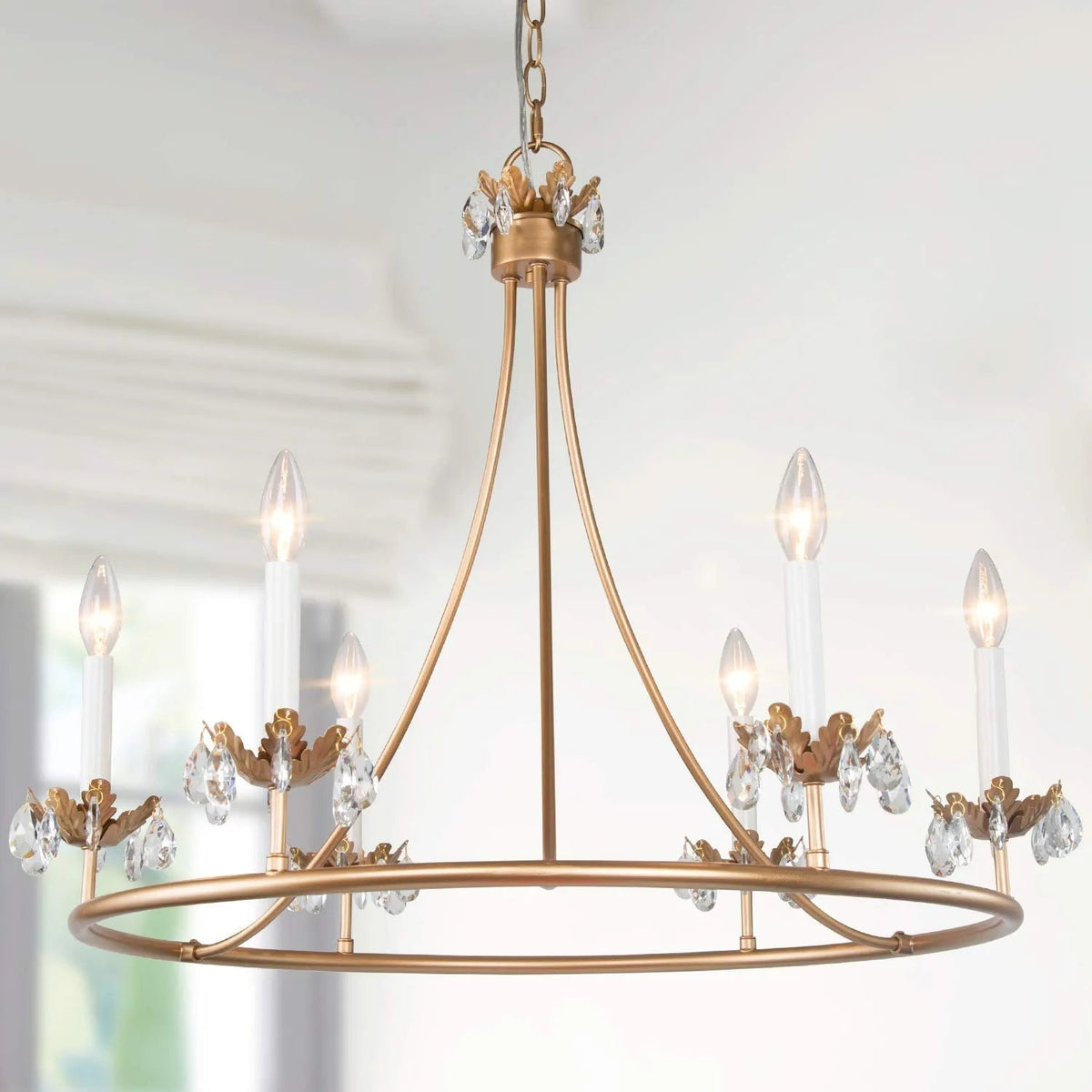 Yrvuvyh Vintage Industrial Luxury Brass Crystal Chandelier