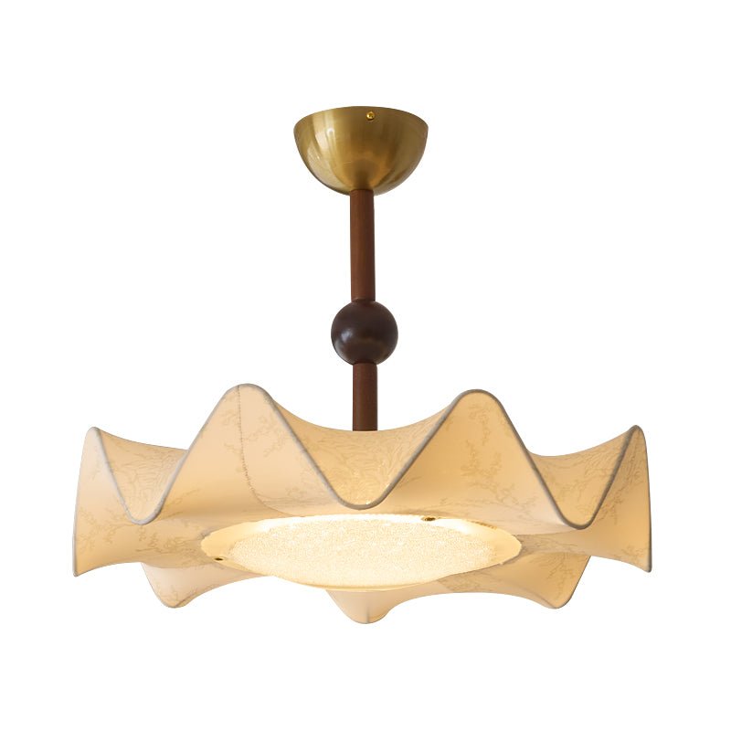Reragol Ceiling Light Floral-patterned etched fabric Wood