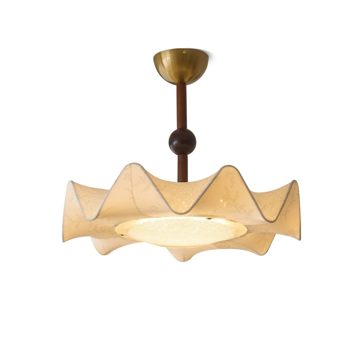 Reragol Ceiling Light Floral-patterned etched fabric Wood