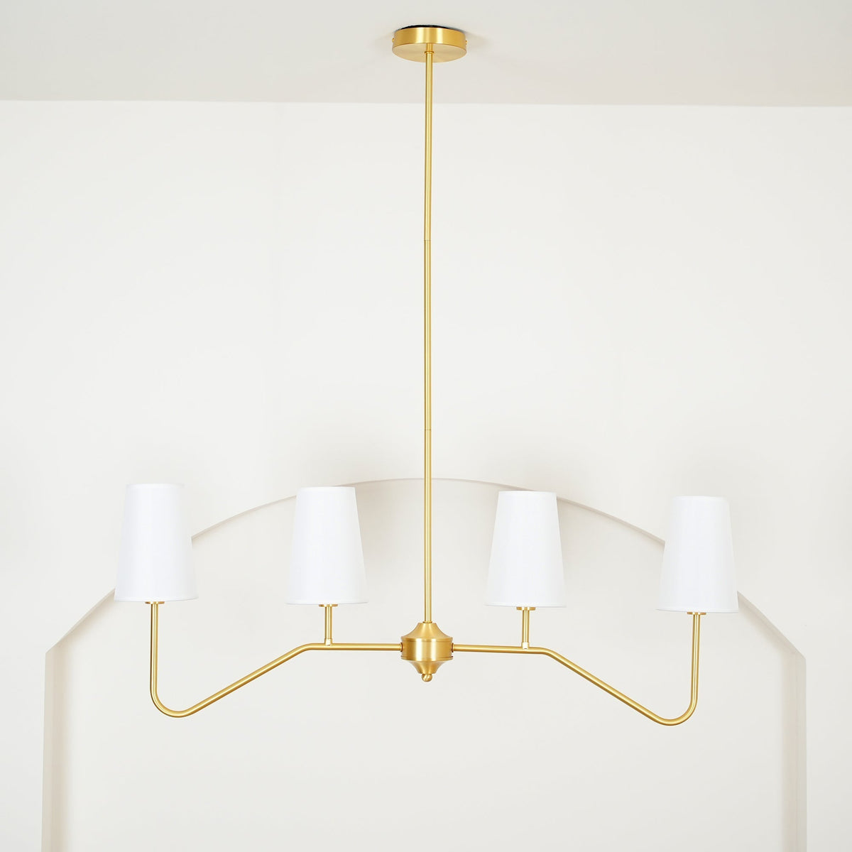 Oriinissa Chandelier Brass Curved Beige Linear