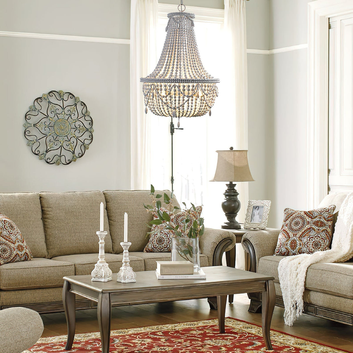 Eirikuvyu Postmodern Luxury Bead Metal Wood Chandelier