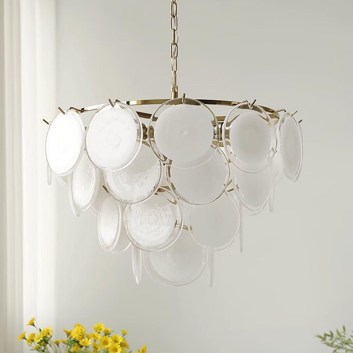 Lumirae Chandelier Cascading Frosted Glass Discs