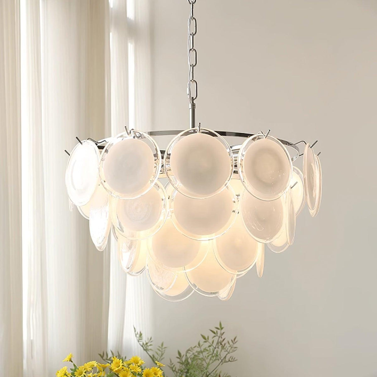 Lumirae Chandelier Cascading Frosted Glass Discs