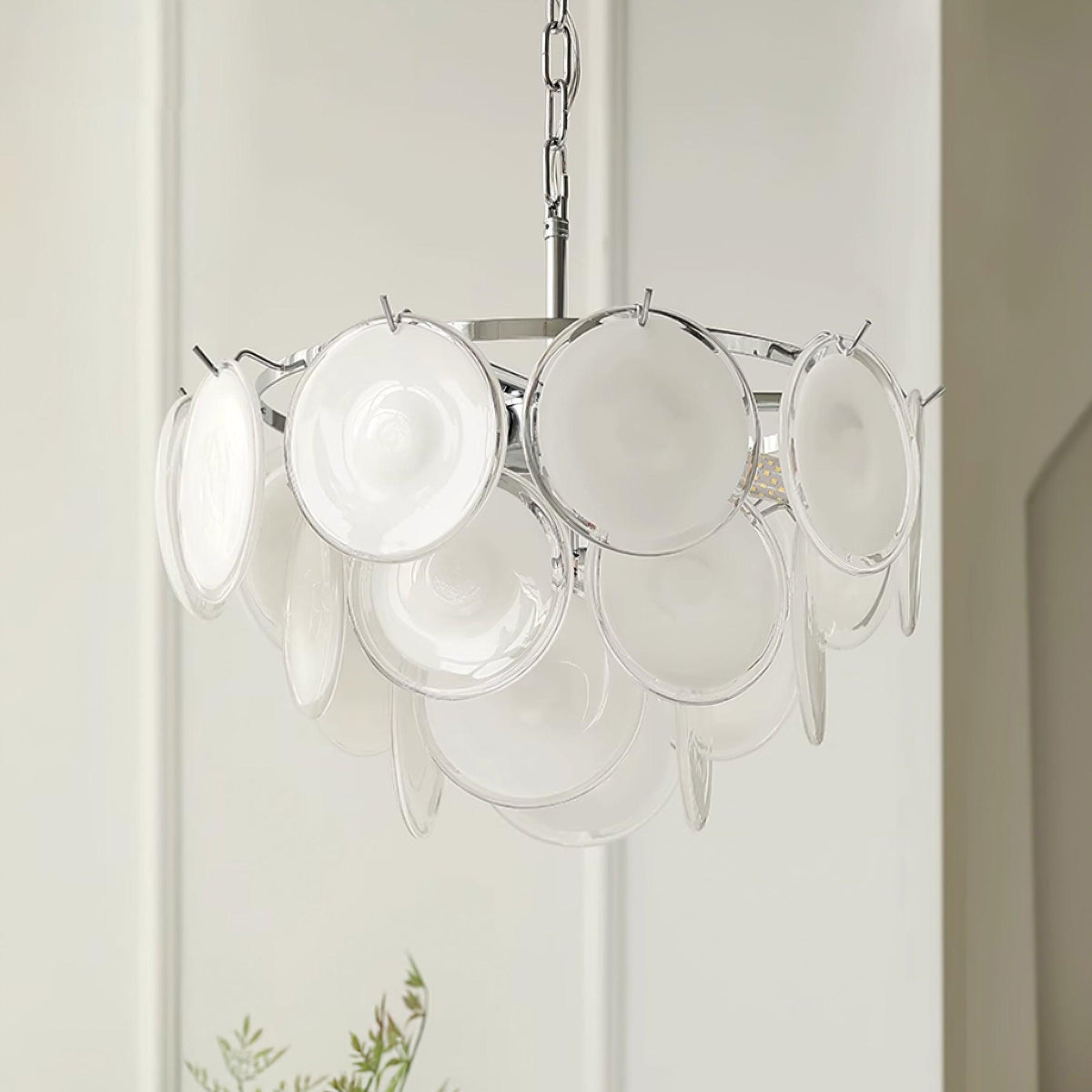 Lumirae Chandelier Cascading Frosted Glass Discs