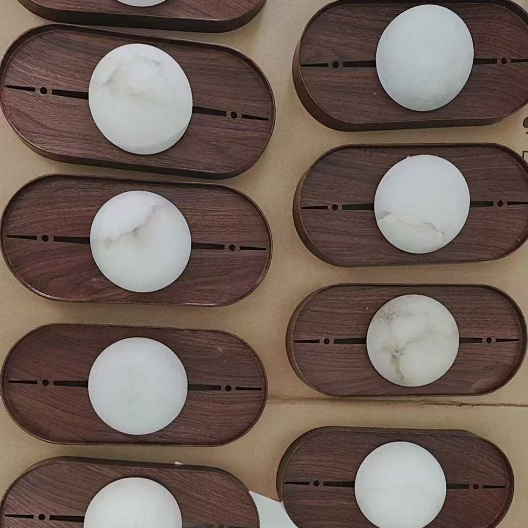 Conigos Alabaster Wall Lamp Walnut Color