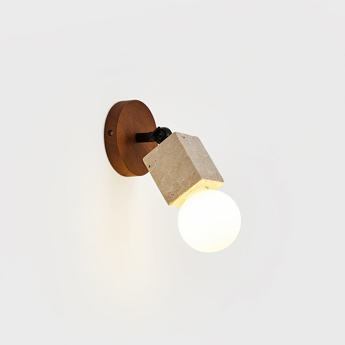 Tavaenne Cute Travertine Wall Lamp Wood Plate