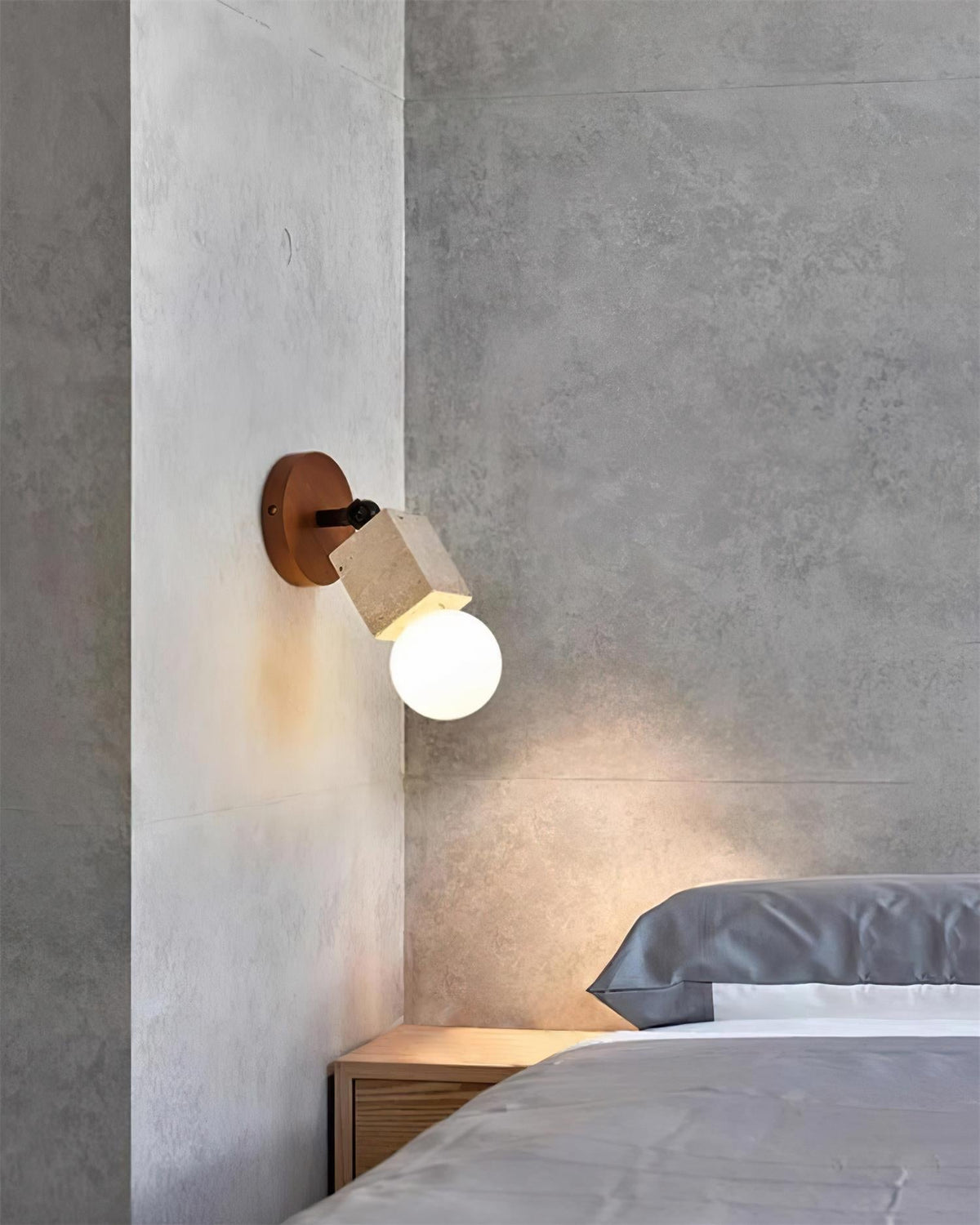 Tavaenne Cute Travertine Wall Lamp Wood Plate