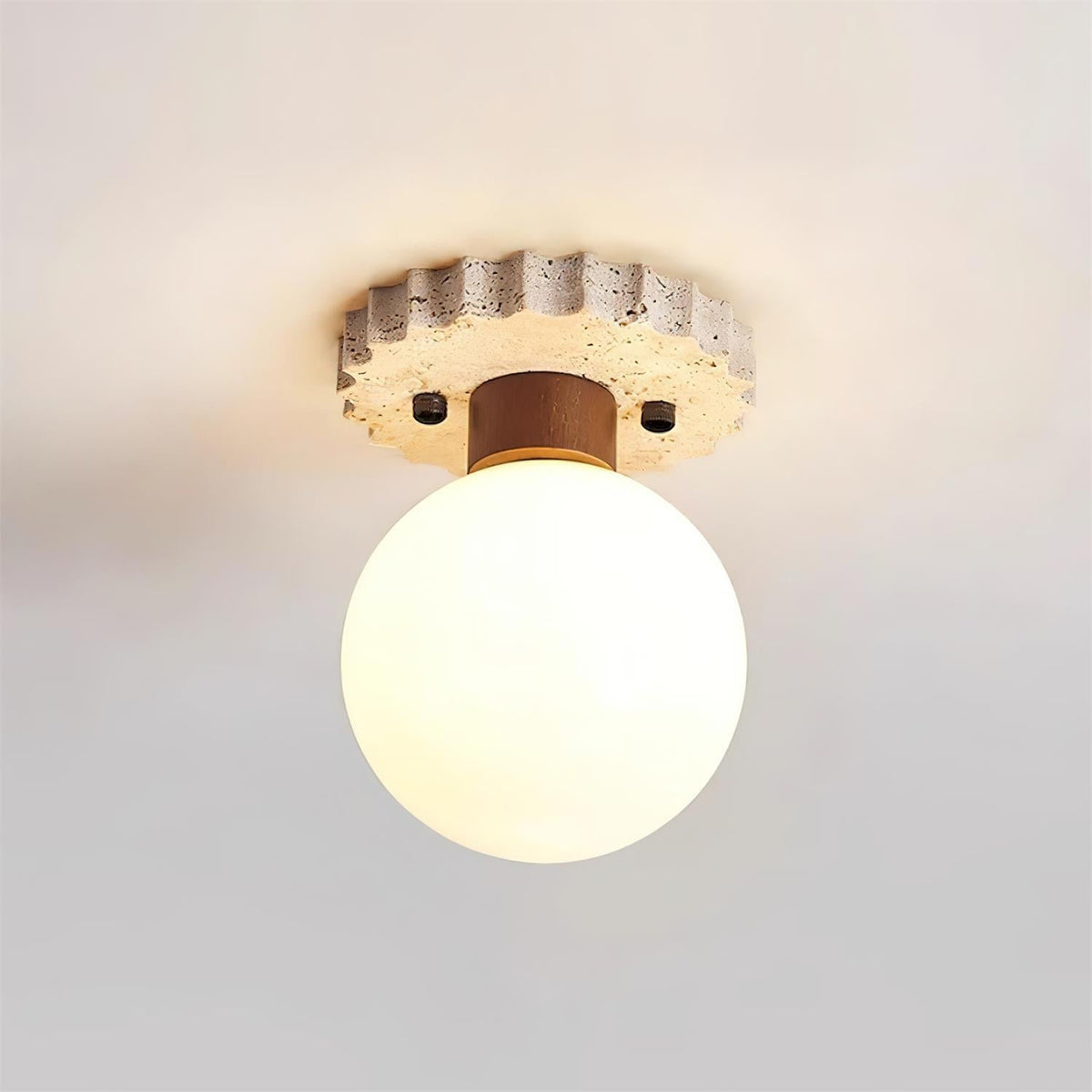 Valisaya Ceiling Light Travertine Scalloped Base