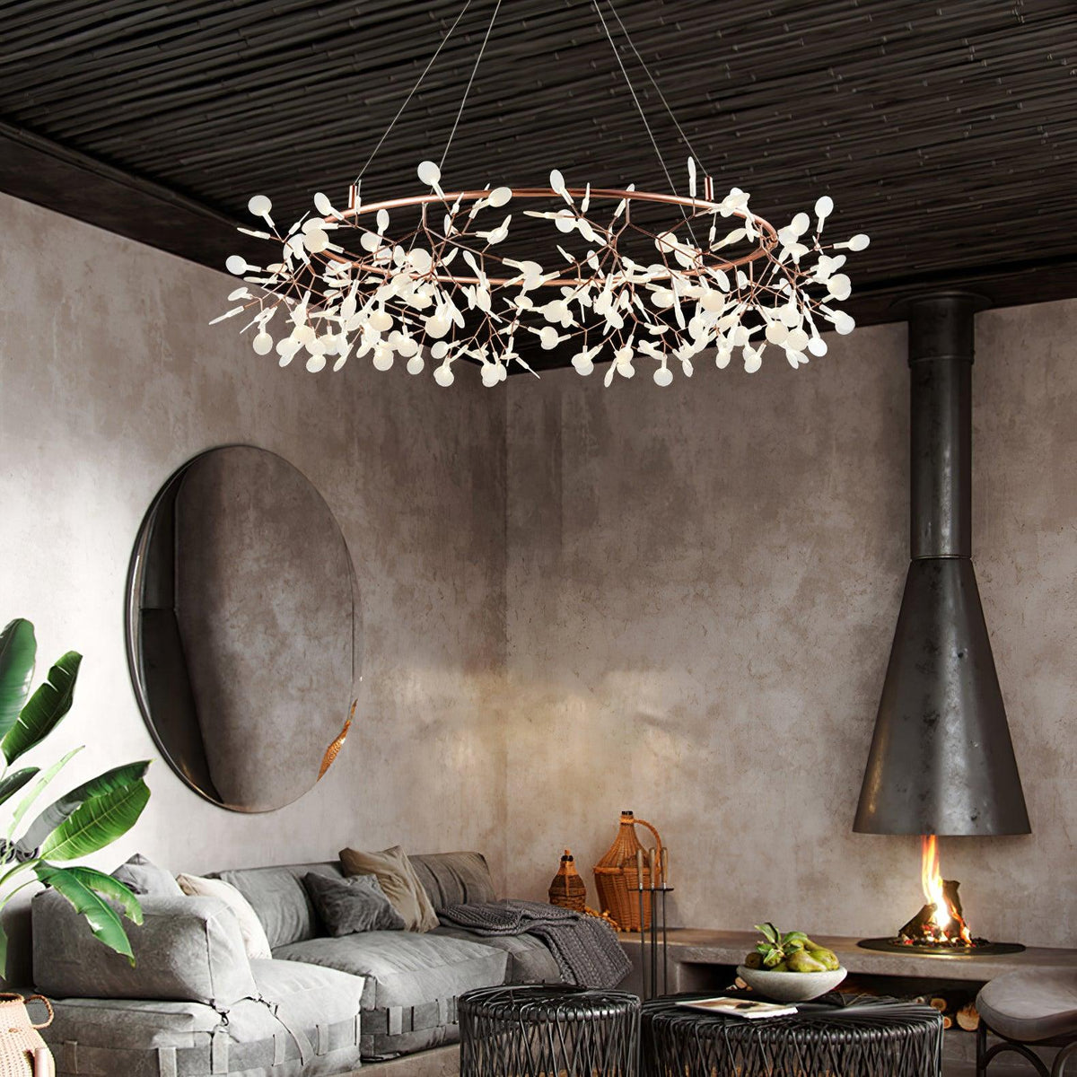 Siremud Unique Round Sputnik Art Deco Firefly Chandelier, Living Room/ Bedroom