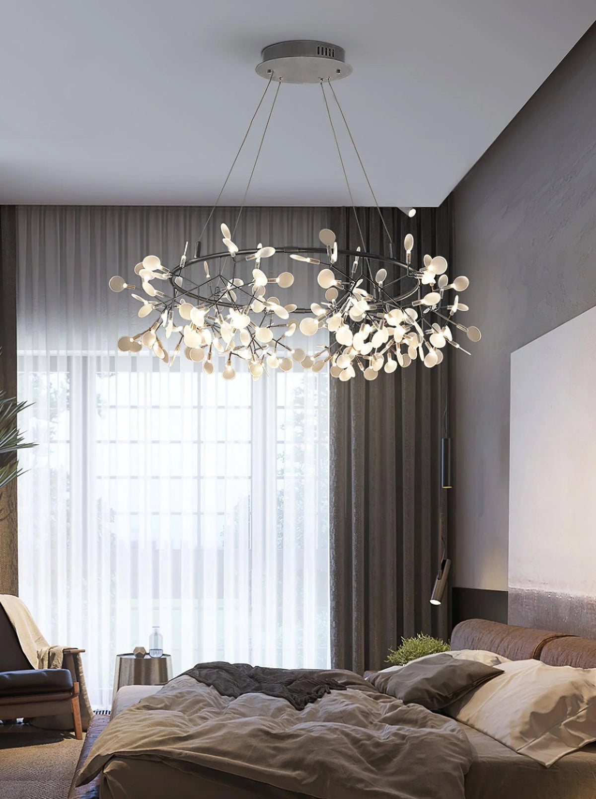 Zesion Chandelier Black Ring Firefly Branch