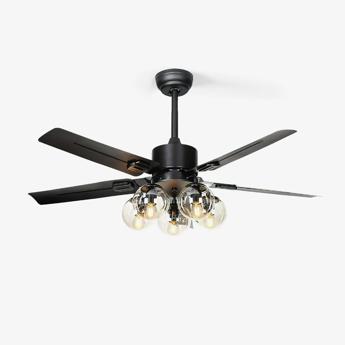 Zazoren Vintage Black Glass Ceiling Fan Light