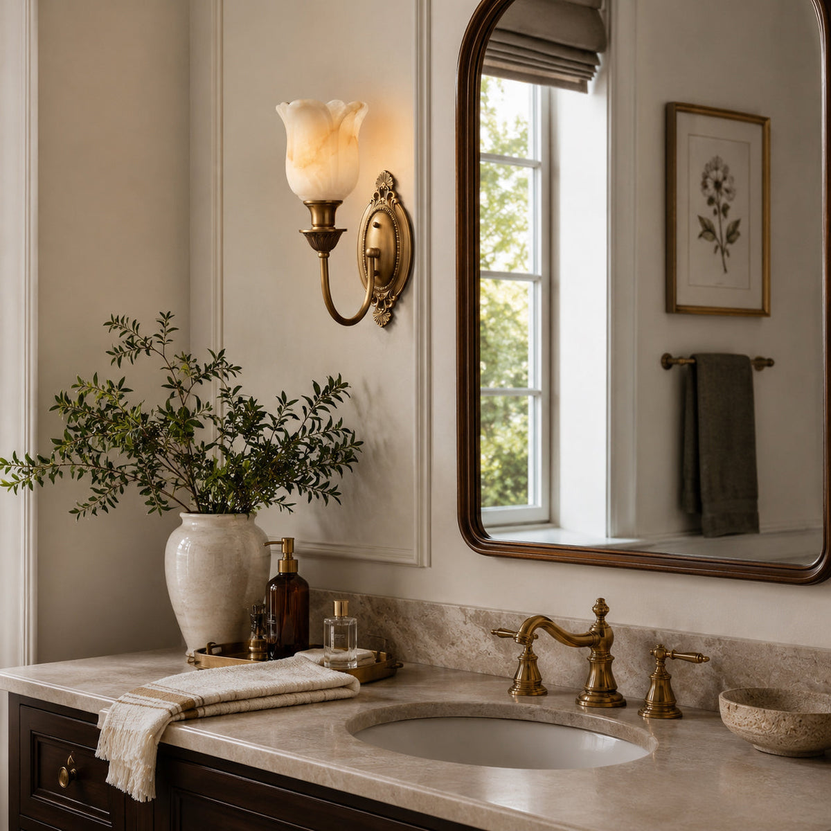 Nivinella Candle Alabaster Wall Sconce