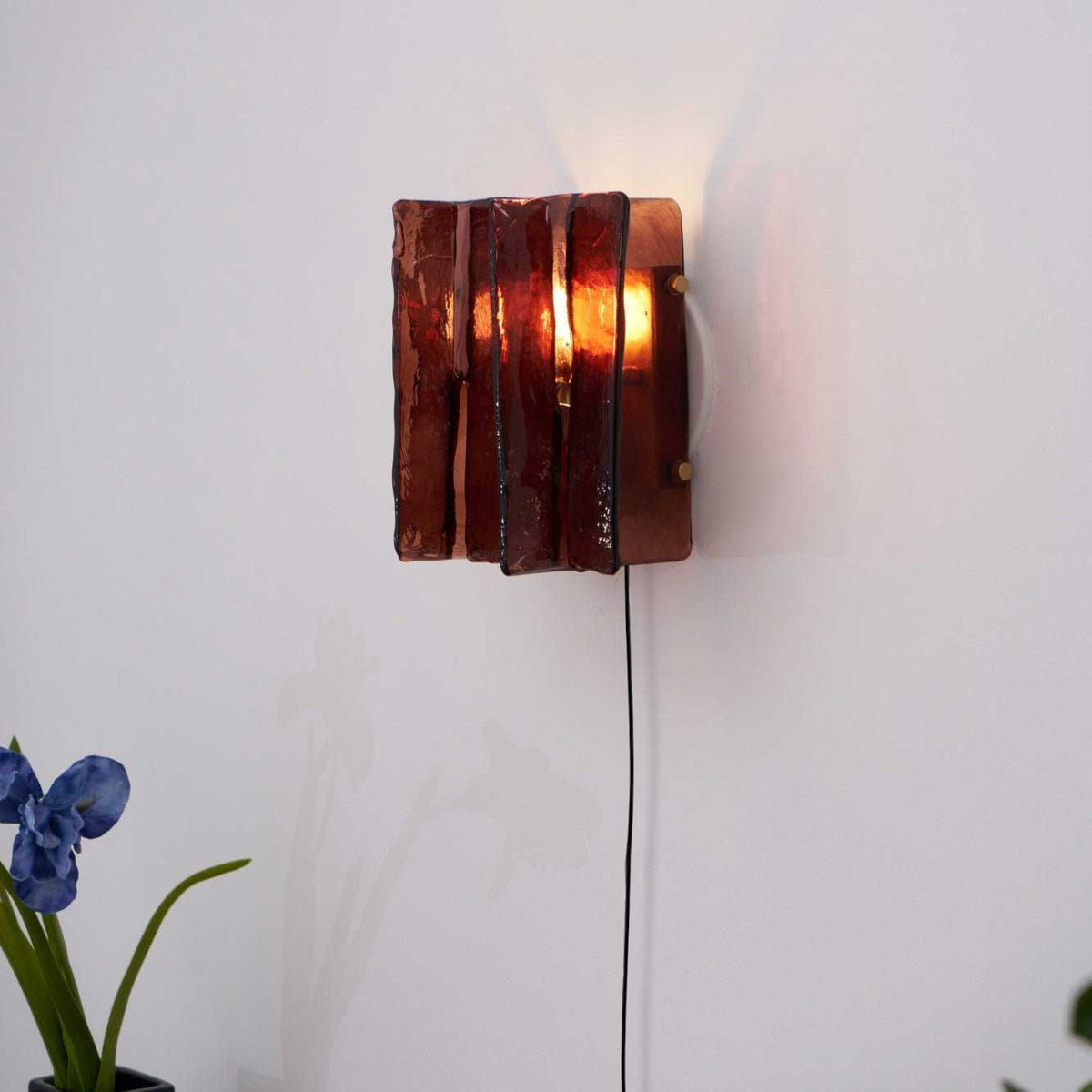 Celuaine Wall Light Brass Glass Clear