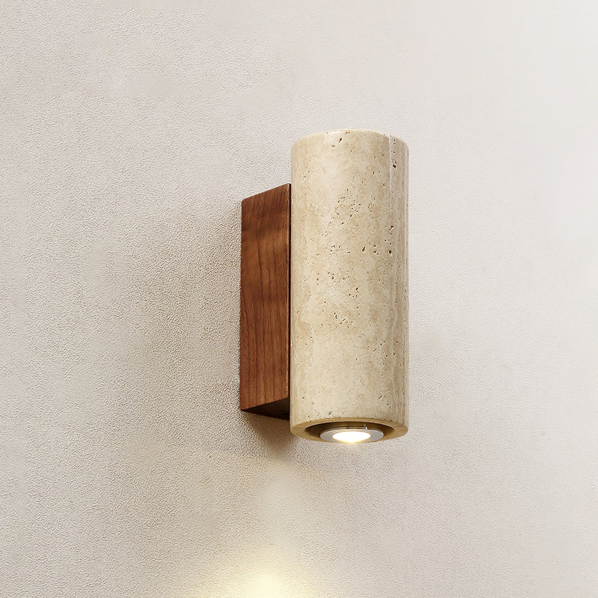 Valalaria Plug-In Rectangular Travertine Wall Light