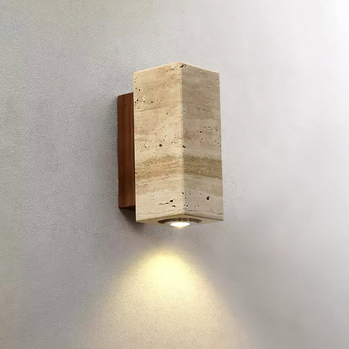 Valalaria Plug-In Rectangular Travertine Wall Light