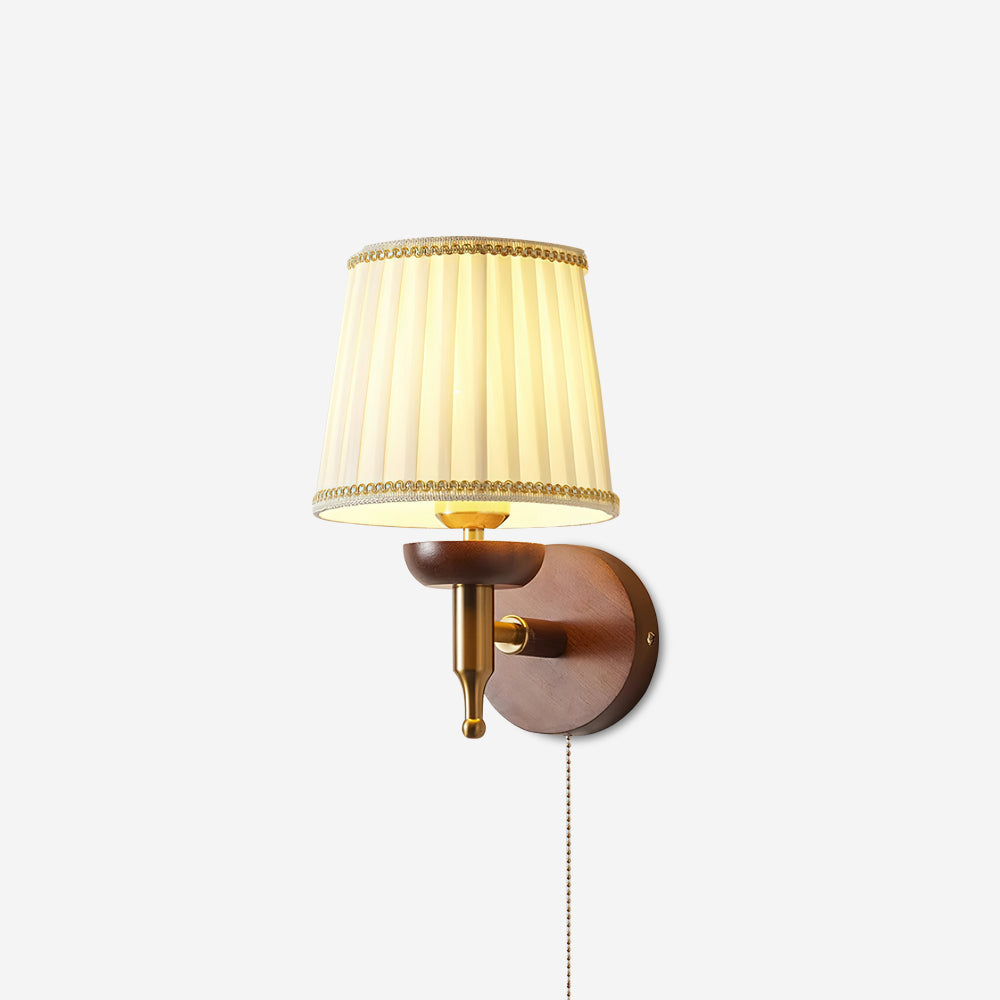 Blixen Wall Lamp Fabric Classic Gold Walnut Bedroom
