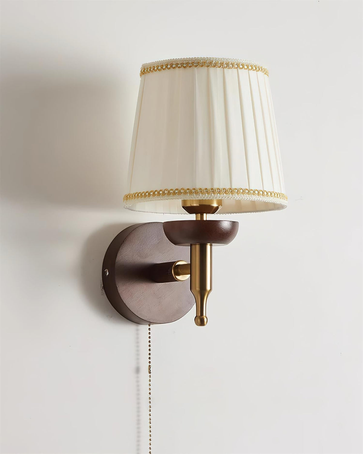 Blixen Wall Lamp Fabric Classic Gold Walnut Bedroom
