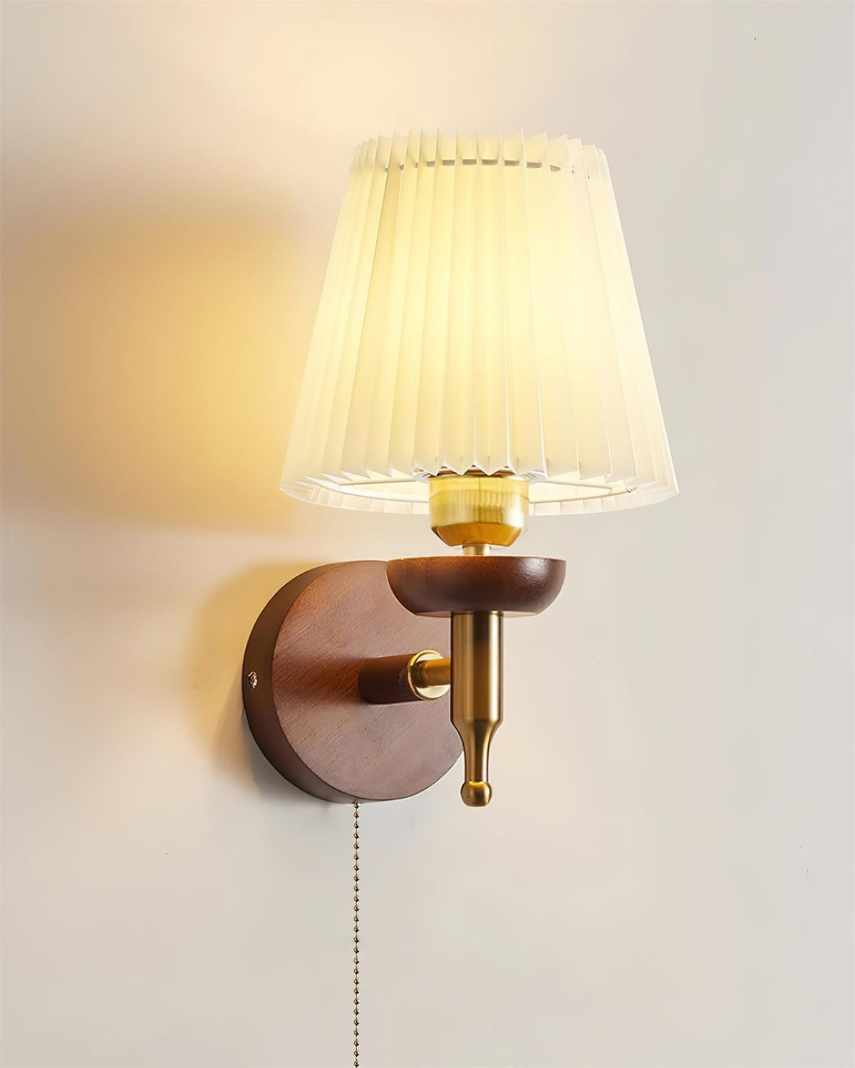 Blixen Wall Lamp Fabric Classic Gold Walnut Bedroom