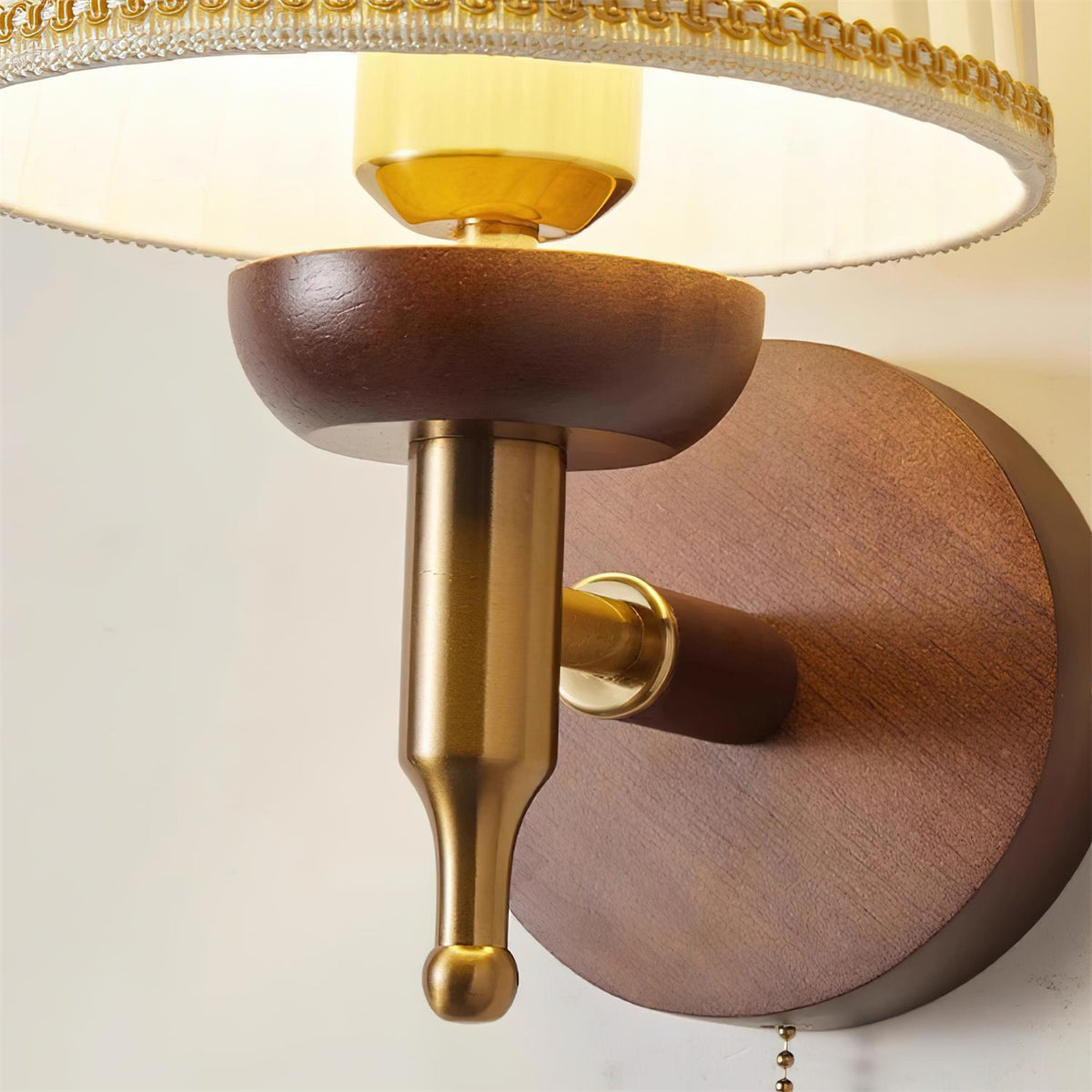 Blixen Wall Lamp Fabric Classic Gold Walnut Bedroom