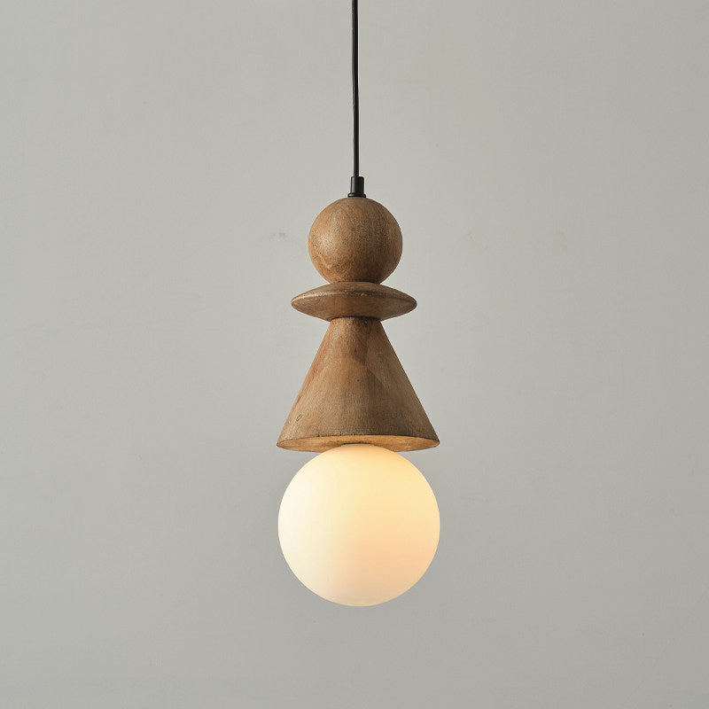 Alderelle Stacked Wood Totem Pendant Light