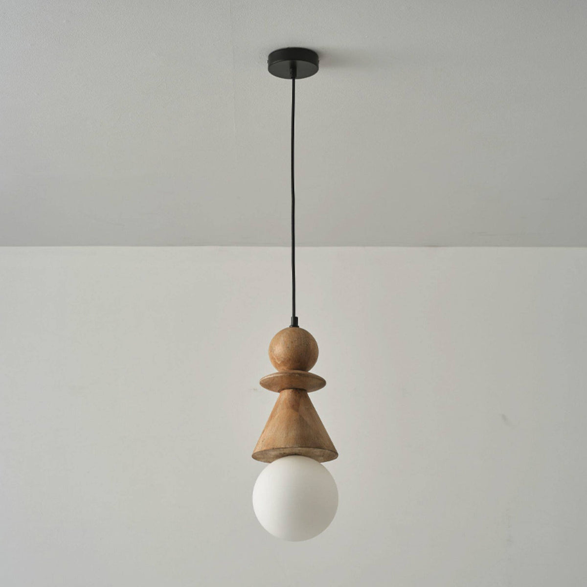 Alderelle Stacked Wood Totem Pendant Light