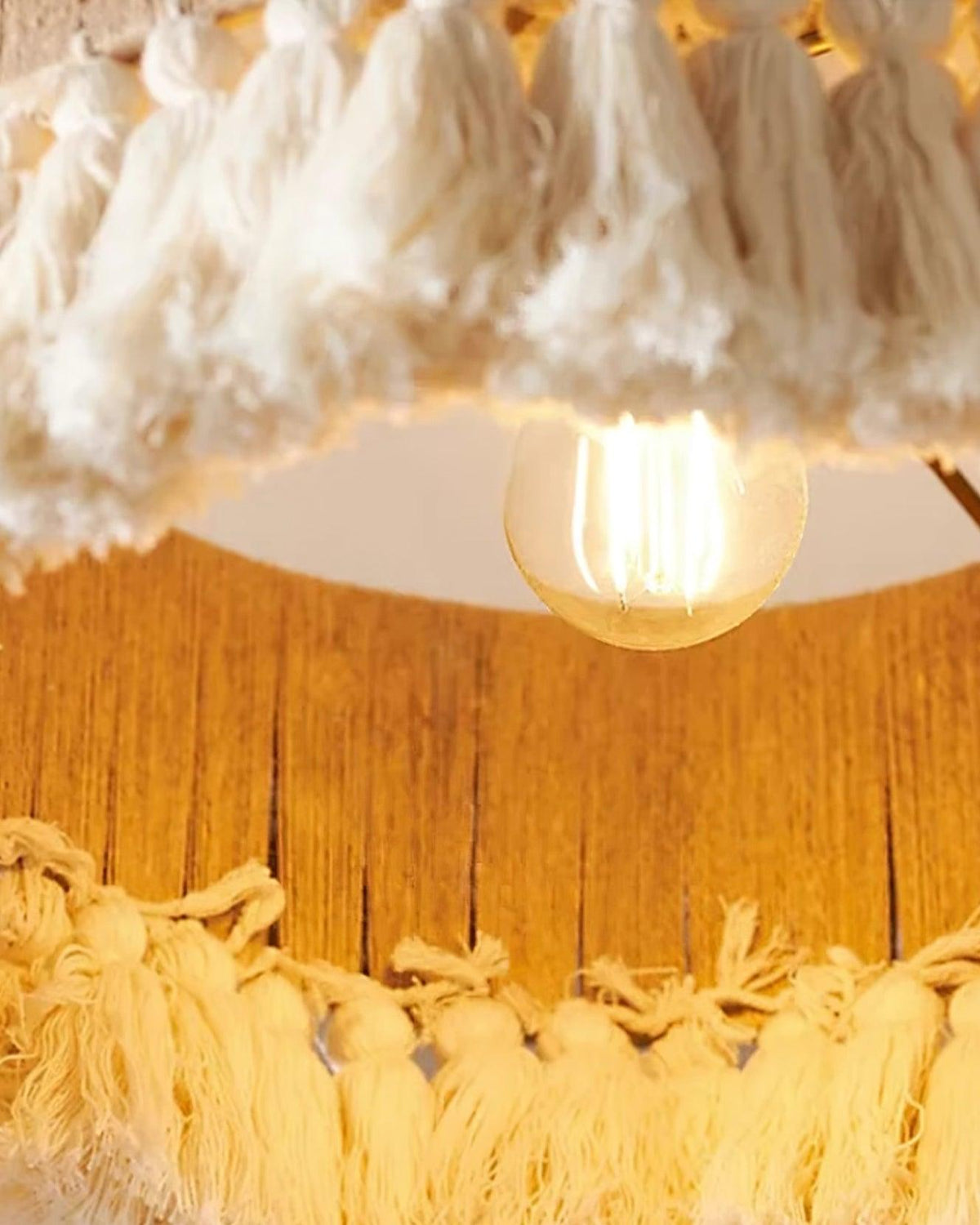 Fioeiella Pendant Lamp Cotton Yarn Ruffled Fringe Handmade
