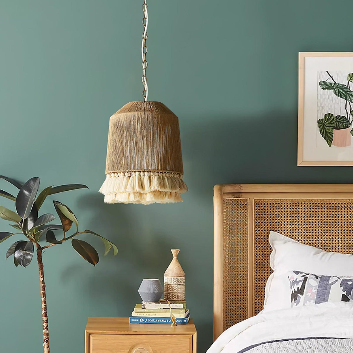 Fioeiella Pendant Lamp Cotton Yarn Ruffled Fringe Handmade