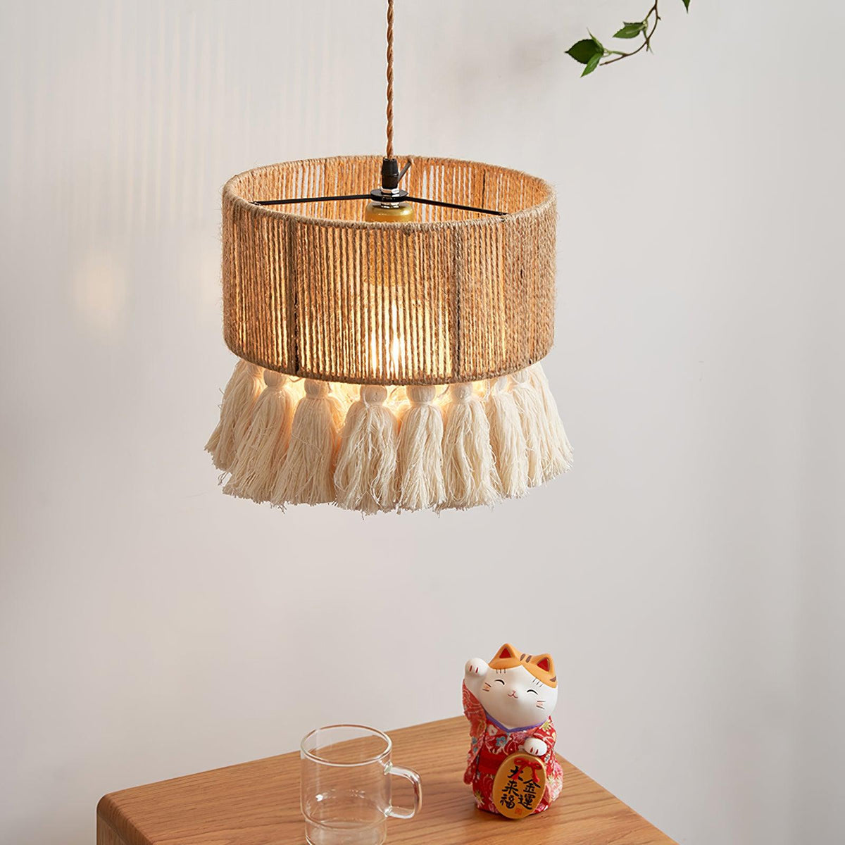Fioeiella Pendant Lamp Cotton Yarn Ruffled Fringe Handmade