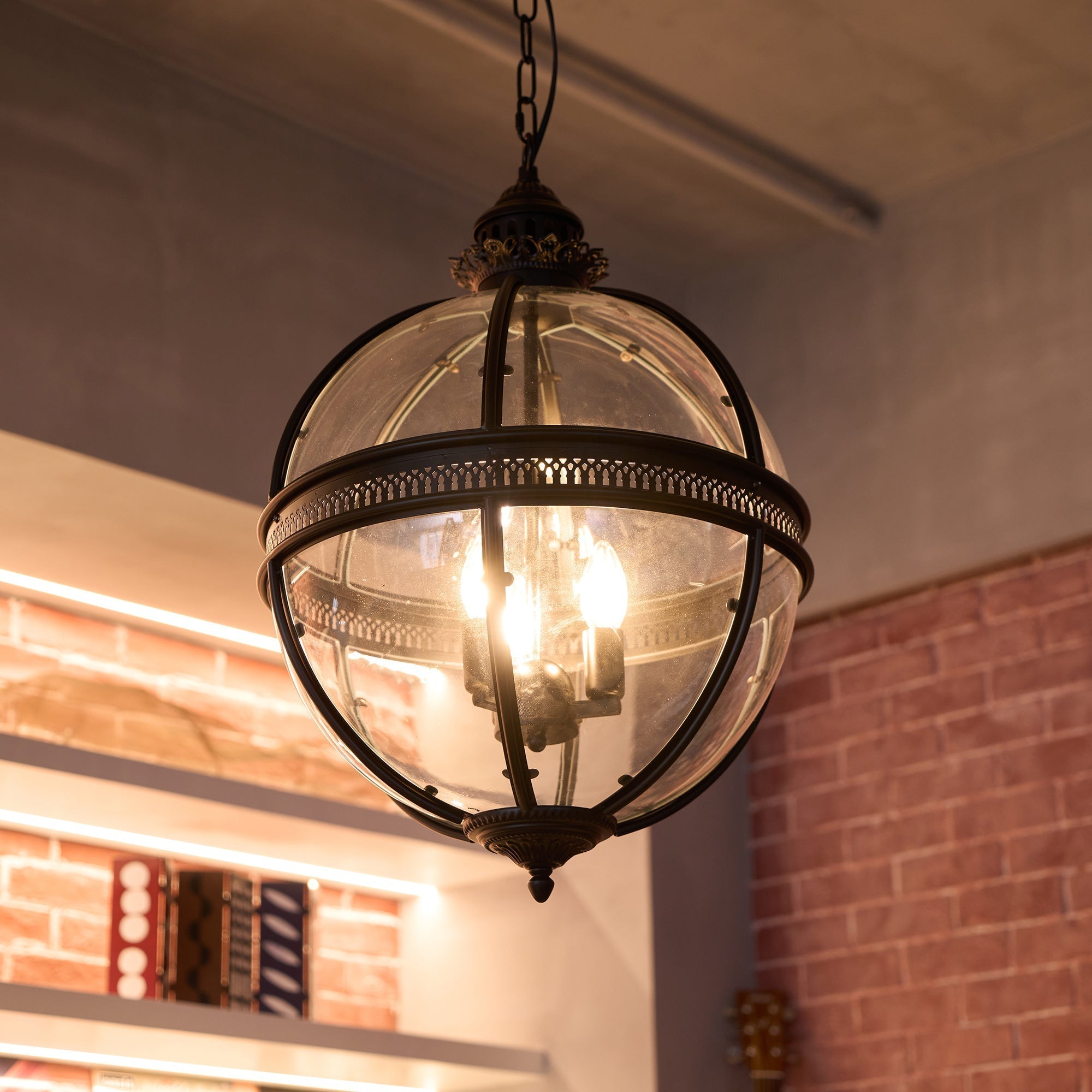 Svelte Vintage Industrial Glass Pendant Light