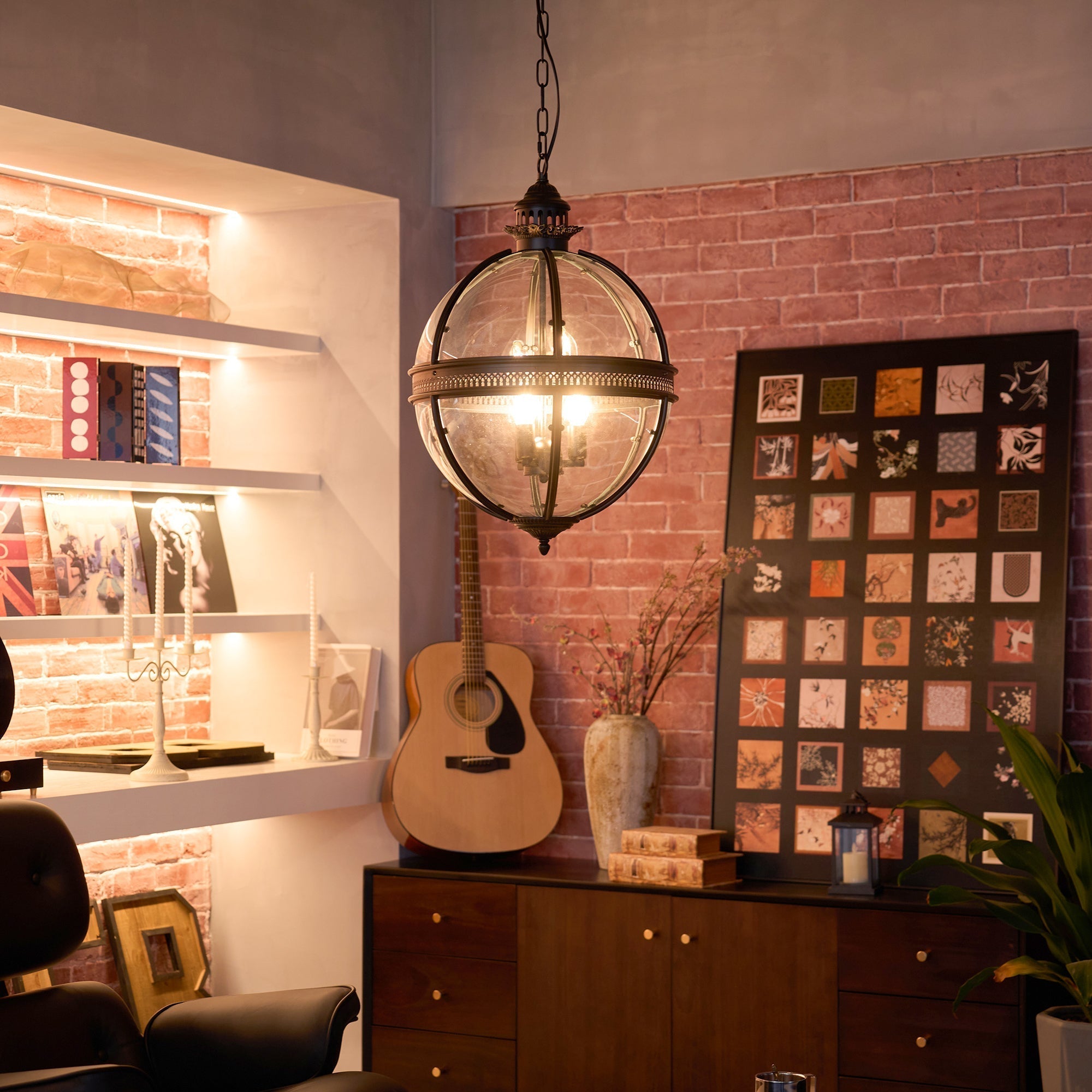 Svelte Vintage Industrial Glass Pendant Light
