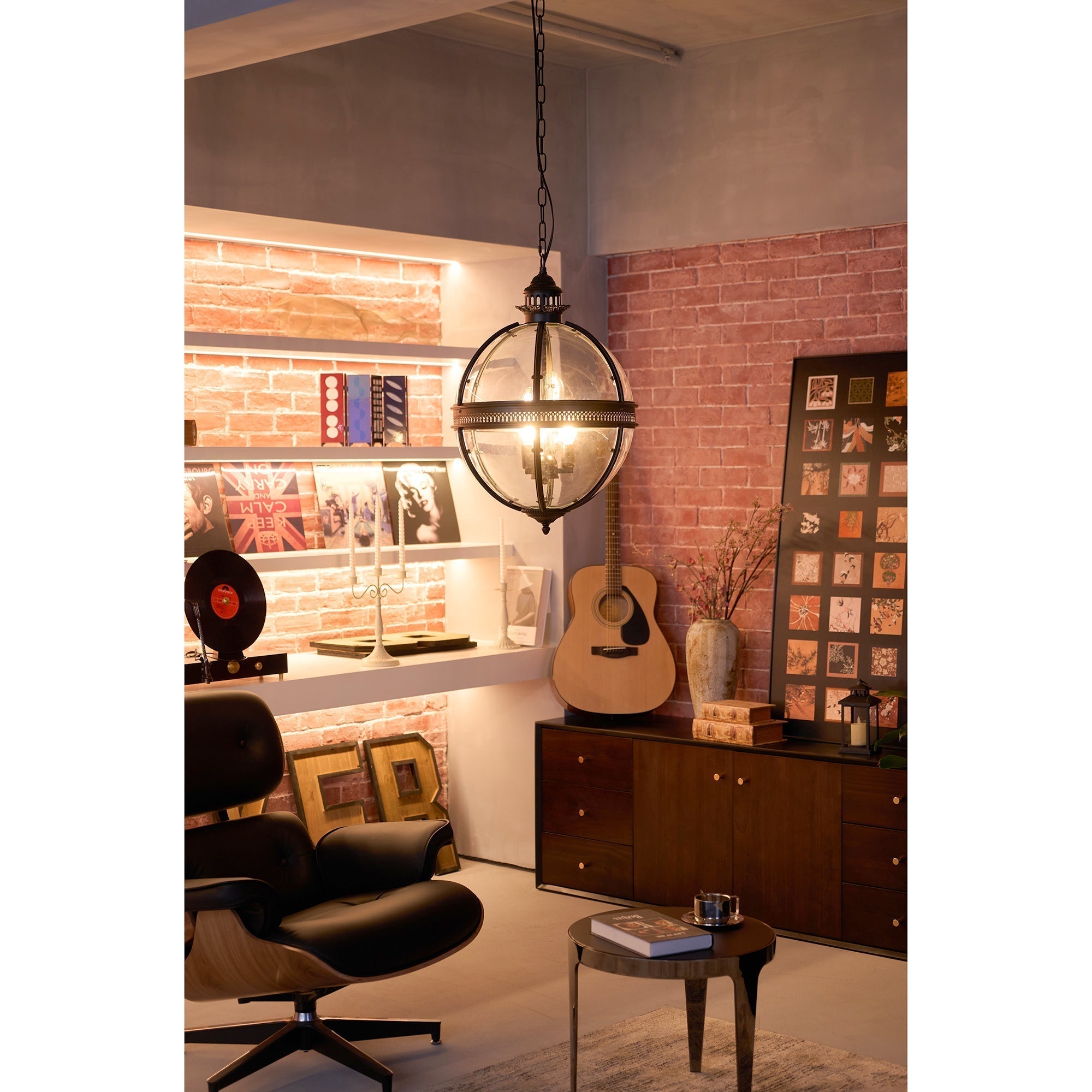 Svelte Vintage Industrial Glass Pendant Light
