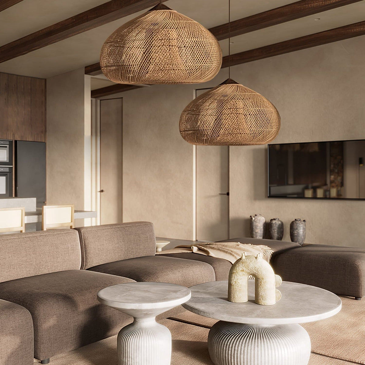 Visopam Braided Rattan Livingroom Pendant Lamp