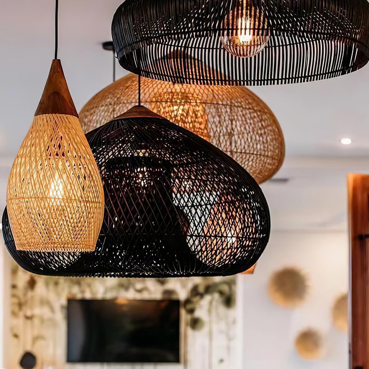 Visopam Braided Rattan Livingroom Pendant Lamp