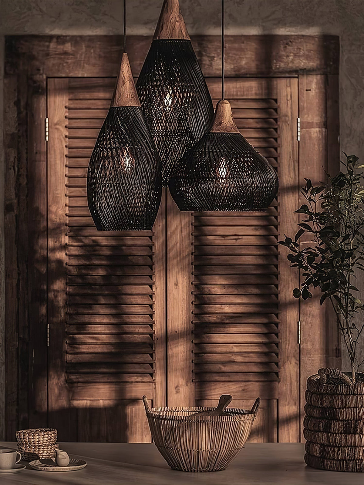 Solavn Rattan Wood Pendant Lamp