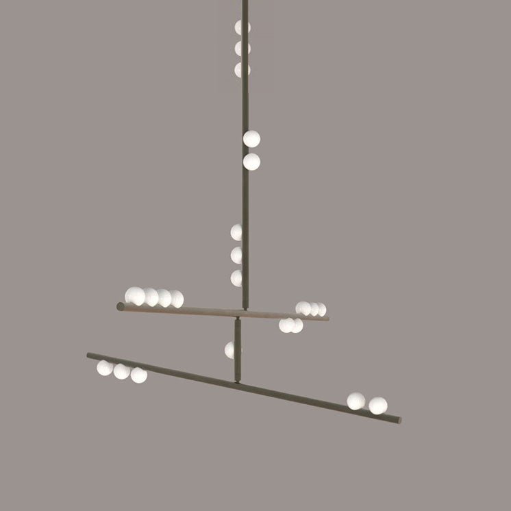 Bara Geometric Brass Linear Pendant Light Chandelier