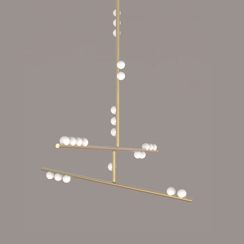 Bara Geometric Brass Linear Pendant Light Chandelier