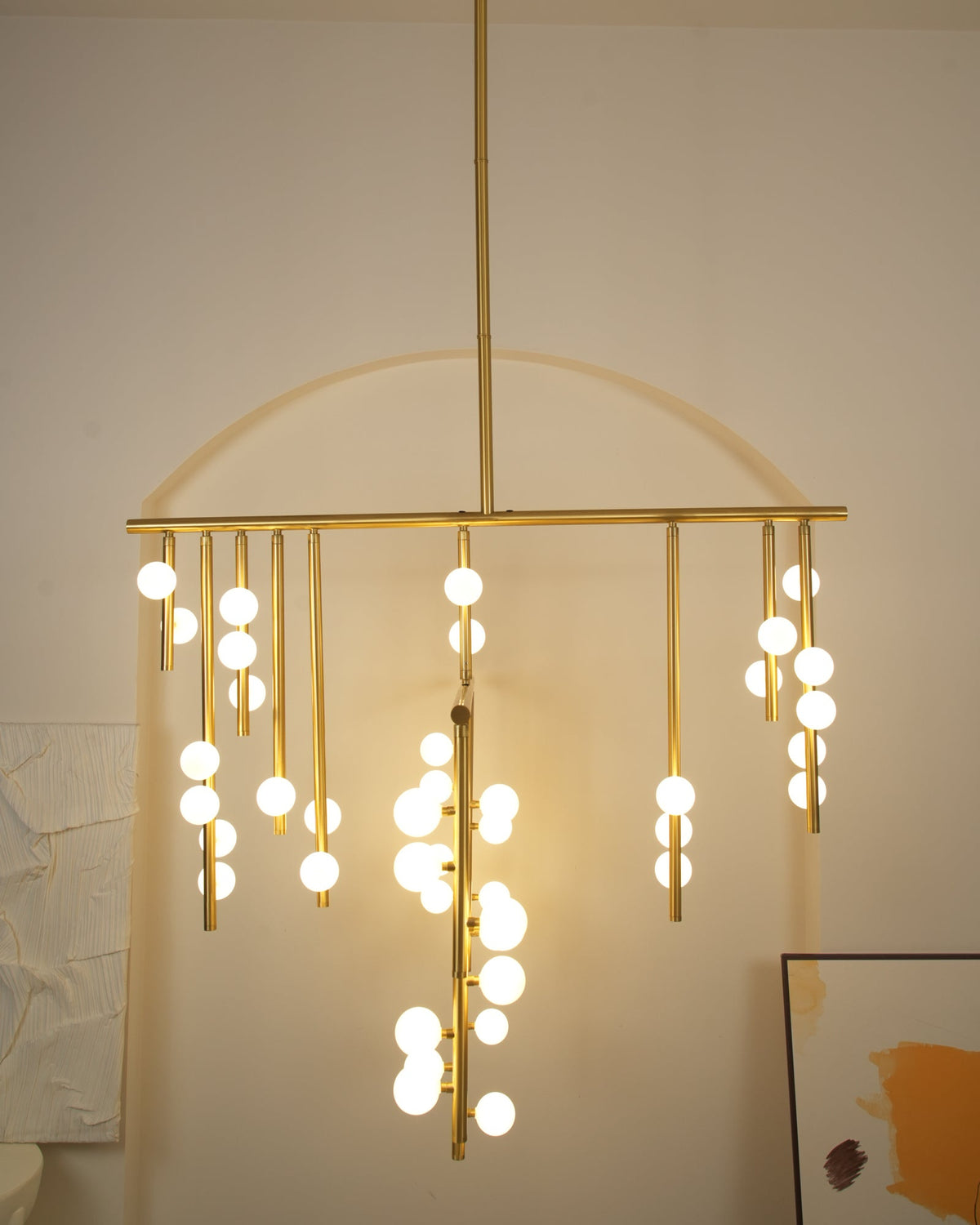 Bara Geometric Brass Linear Pendant Light Chandelier