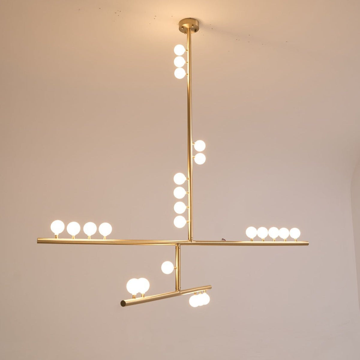Bara Geometric Brass Linear Pendant Light Chandelier
