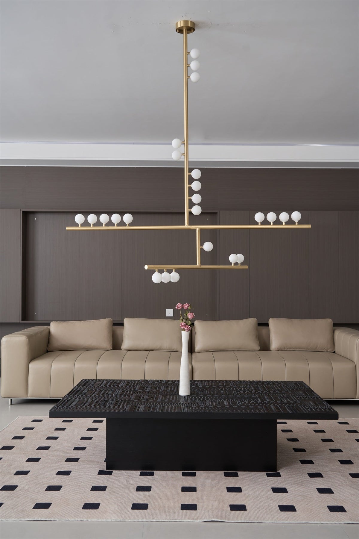 Bara Geometric Brass Linear Pendant Light Chandelier
