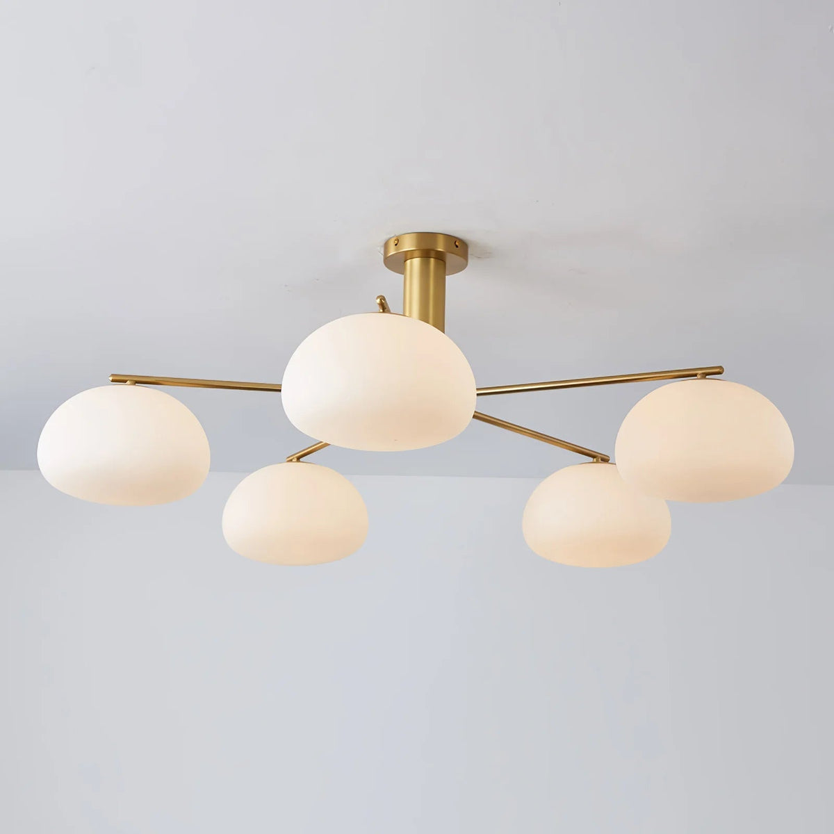 Nebobas Modern LED Metal Multi Glass Globe White Lampshade Bedroom Living Room Pendant Light, Gold/Nickel