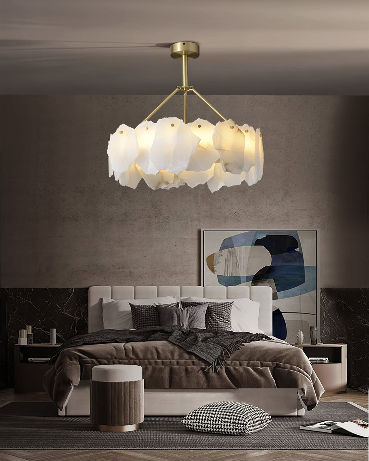 Telen Chandelier Alabaster Layered Halo